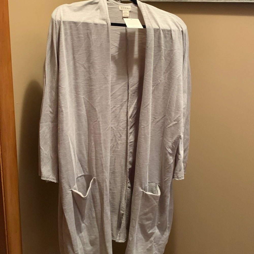 NWT Donni Ribbed Open Draped Cardigan Pockets plus size